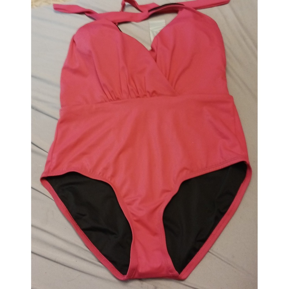 NEW Coastal Blue Women's Pink Halter One Piece Swimsuit, Medium